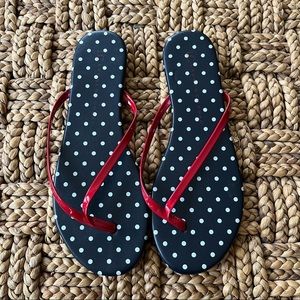 LC Lauren Conrad Navy Polka Dot Sandals 8